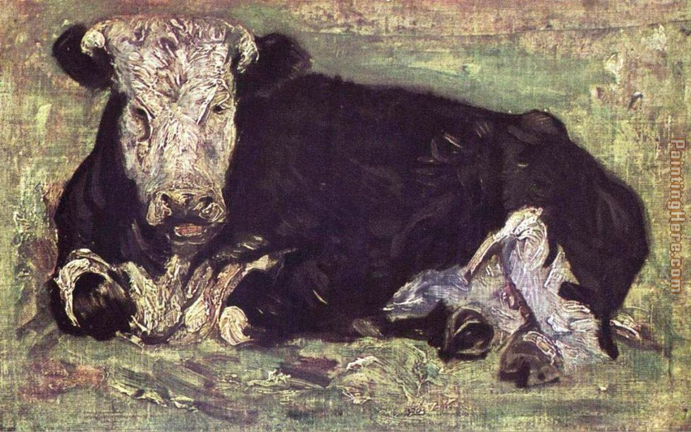 lying cow painting - Vincent van Gogh lying cow art painting